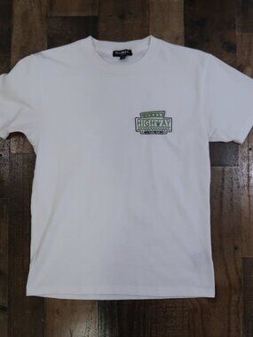 BrandMakers Adult Small Highway 420 Embroidered White Tee Shirt Cannabis